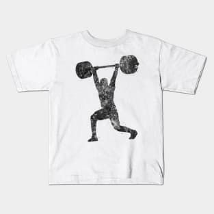 Gym Weightlifter man black and white Kids T-Shirt